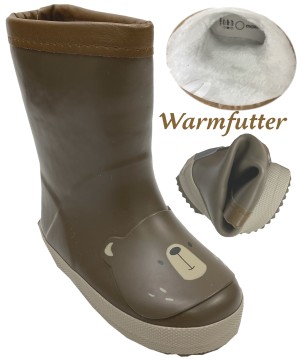 Gummistiefel Mittelschaft o.Stulpe + Warmfutter in Schoko Braun mit kleinem Bär von MAXIMO 135065