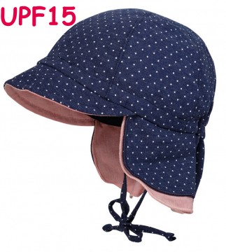 Schirmmütze mit k. Nackenschutz z.binden Jeans gepunktet / Rosa meliert UPF 15 v. MAXIMO 054200