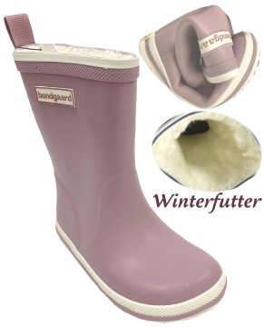 Barfuß Gummistiefel Charly High Warm, Naturgummi +Winterfutter in Dark Rose von BUNDGAARD