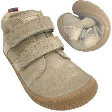 Mid Top Barfußschuhe / Sneaker aus Suede Leder von KOEL Modell David in Beige 07M049.301