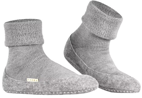 COSYSHOE - Warm haltender & rutschsicherer Hausschuh aus Wolle von FALKE in Mittelgrau