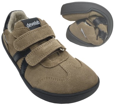 Sportliche Sneaker mit Wollfilz Futter + TEX Membran, aus Nubuk Leder in Taupe von DEVELAB 43047