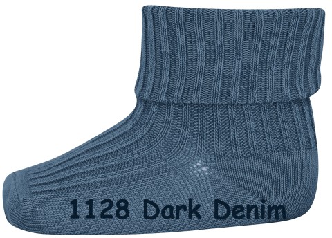 Wollsocke mit Umschlagbund aus Superwasch Soft Merino Wolle Artikel 589 in 1128 Dark Denim