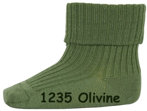 Wollsocke mit Umschlagbund aus Superwasch Soft Merino Wolle Artikel 589 in 1235 Olive