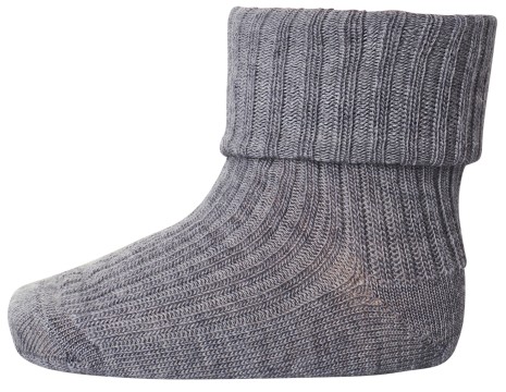 Wollsocke mit Umschlagbund aus Superwasch Soft Merino Wolle Artikel 589 in 491 Grey