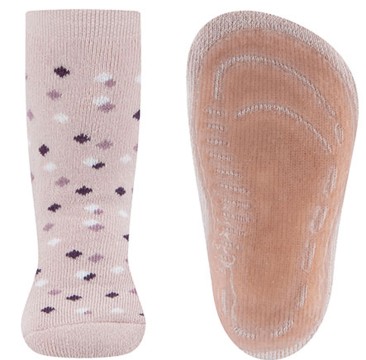Stoppersocken aus BW Vollfrottee Softstep Sohle v. EWERS in Rosenrauch mit Rautenmuster 221375