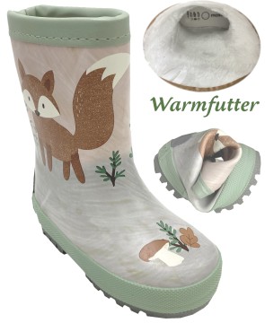 Gummistiefel Mittelschaft o.Stulpe + Warmfutter in Pastell Mint kleiner Fuchs von MAXIMO 135265