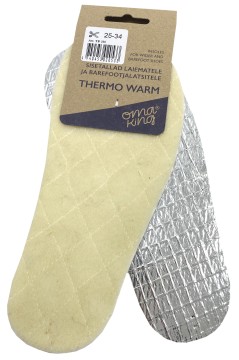 Einlegesohlen für Barfußschuhe von OMA King " Thermo Warm " Wollfleece & Alu Base zuschneidbar