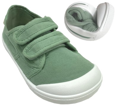 Barfußsneaker aus BW Canvas mit Doppelklett & Gummisohle von IGOR * CANVAS V * Matcha Green