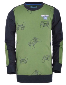 Leichtes Sweatshirt in Grün / Marine mit Gamer Print von LEGENDS22 B22-731