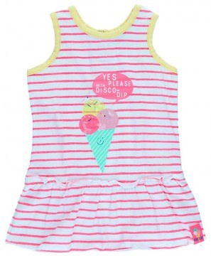 Leichtes Jerseykleid aus der BEACH Serie von FEETJE in Neon Pink / Weiß / Gelb 0101