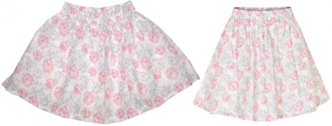 Leichter und weit schwingender Sommerrock in Weiß / Grau / Rosa von CREAMIE Modell ANGELINASKIRT