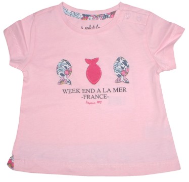 Zauberhaftes T-Shirt in Zart Rosa mit Logo Applikation für Mädchen von WEEK END A LA MER B122.35