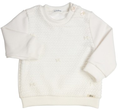 Schlichtes Sweatshirt in Offwhite mit zarten Schleifchen bestickt von GYMP 2793