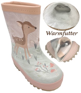 Gummistiefel Mittelschaft o.Stulpe + Warmfutter in Pastell Rosa Rehkitz von MAXIMO 135165