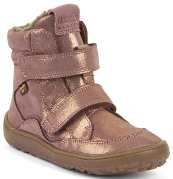Schurwoll gefütterte Leder Barfußstiefel mit TEX Membran in PINK / Gold v. FRODDO G3160246