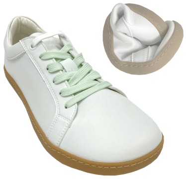 Veganer Sneaker / Barfußschuhe in Weiß / Mint von SHAPEN Barefoot Modell FEELIN Uni