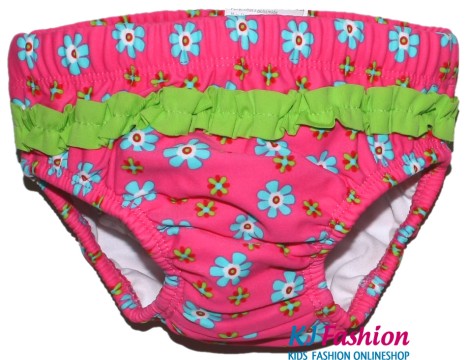 Windelbadehose + Kordelzug zur Weitenregulierung *Pink Blüten * UPF 50+ v. PLAYSHOES 460270