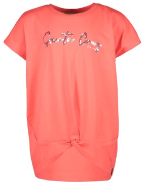 Luftiges Shirt mit angeschnittenem Ärmel in Coral / Orange mit Glitter Print von CARS Jeans 5318263