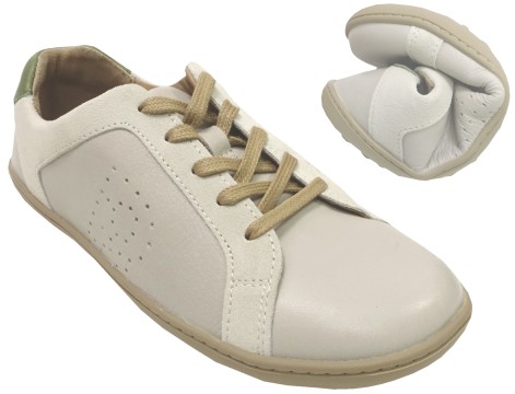 Schmale Sneaker / Barfußschuhe aus BIO Nappaleder von BLIFESTYLE SneakerStyle Weiß / Beige