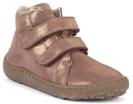 Winterschuhe/ Barfußschuhe, Leder +Lammwoll Futter, Doppelklett Pink/Gold v. FRODDO G3110252-11K