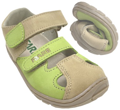 Fare Bare Barfußschuhe / Halbsandalen in Beige/ Hellgrün aus Leder & Textil B Linie 5461181