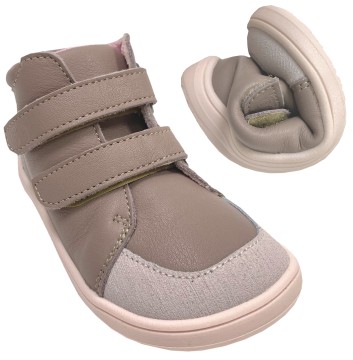 Leder Schuhe + TEX Membran / Barfußschuhe Mid Top Höhe v. BABY BARE Febo Fall Rosa Brown