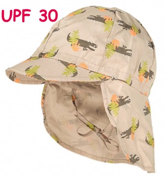 Coole Schirmmütze mit Nackenschutz z. binden in Beige mit Krokodil UPF 30 von MAXIMO 958600