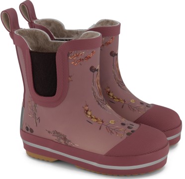 Gefütterte Kurzschaft Gummistiefel in Alt Rose Brown mit herbstlichem Muster von MIKKLINE 38061