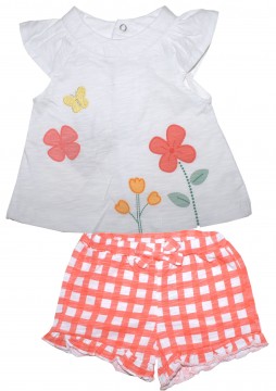 Sommerset für Baby Girl in Weiß mit Blümchen Muster Tunika Kurzarm + Shorts von MAYORAL 1626