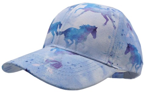 Leichtes Base Cap / Schirmmütze in hellem Aqua Blau mit Pferden AOP von MAXIMO 101600