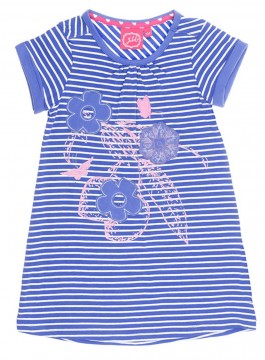 Shirtkleid in A- Linie aus Bio BW Jersey in Lavendel / Weiß gestreift von JUBEL &quot;Fairy Garden&quot; 0059