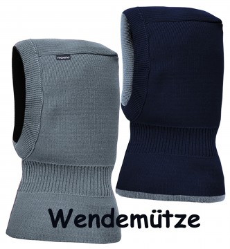 Schlupfmütze / Schalmütze aus reiner BW zum wenden Marine &gt; Jeansblau Uni v. MAXIMO 022995