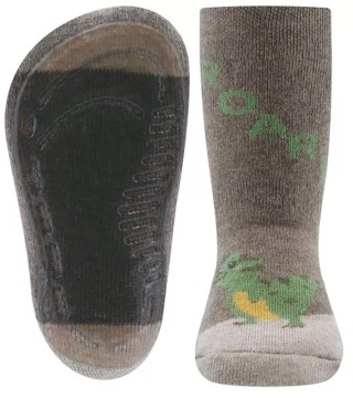 Stoppersocken aus BW Vollfrottee Softstep Sohle v. EWERS in Braun/ Khaki DINO Baby 221273