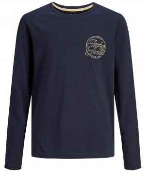 LA Shirt aus reiner BW in Marine Blau mit kleinem Logo Print von JACK &amp; JONES Junior 12208745