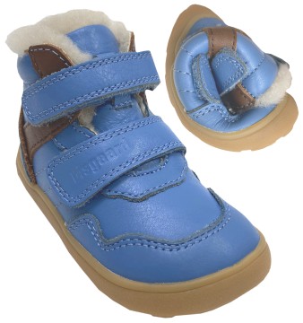 Lammfell gefütterte Barfußschuhe, Knöchelhoch, aus Leder von BISGAARD in Skyblau BECKY Lamb