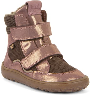 Schurwoll gefütterte Barfußstiefel Leder / Mesh & TEX in Pink Gold Braun FRODDO G3160247