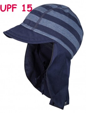 Schirmmütze mit Nackenschutz in Jeansblau / Marine gestreift UPF 15/ 50 von MAXIMO 061100