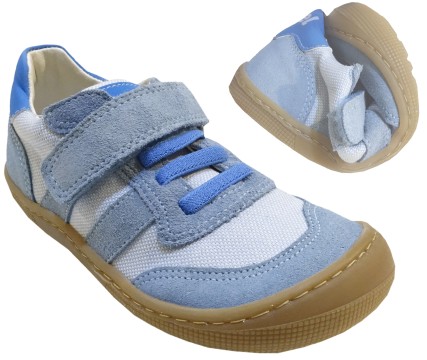 Barfußschuhe / Sneaker DYLAN Klett &amp; Elastikeinsatz in Jeans Blau breitere Leiste KOEL 07M027.501