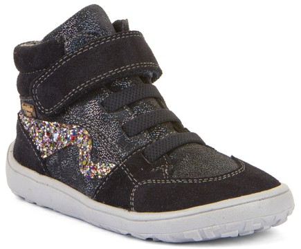 Halbhohe Barfußschuhe, Leder +TEX Mem. +Textil Inlay Blau Glitzer FRODDO G3110265