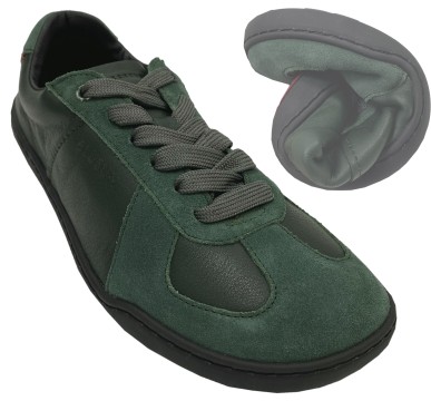 Lässiger Sneaker / Barfußschuhe in Forest Green von BLUSUN aus Leder BLSN-200