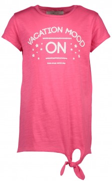 Lässig leichtes T-Shirt zum knoten in Neon Pink mit Front Print von CARS JEANS - MarleyTS
