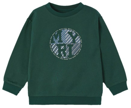Kuscheliger BW Sweater in Flaschengrün mit Logo Print mittig von MAYORAL Kids 4447
