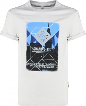 Sportlich lässiges T-Shirt aus BW Jersey in Beige Skyline Print New York von BLUE EFFECT 6187