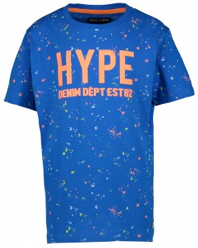 Neon Blaues T - Shirt mit buntem Graffiti Print &amp; Spruch Print von CARS JEANS Slim Fit 3465516
