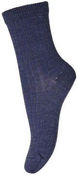 Dünne Wollsocke ~mittlere Höhe~ aus Superwasch Soft Merino Wolle Artikel 718 in 498 Dark Denim Mel.