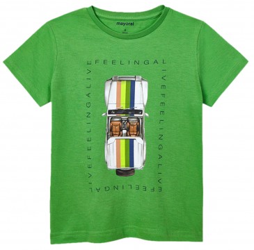 Cooles T-Shirt Kurzarm mit Auto Print in Grün aus reiner BW von MAYORAL 3039