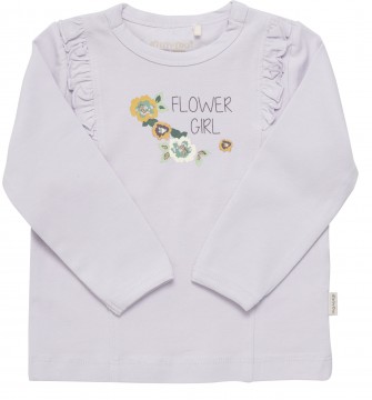 LA Shirt aus BIO BW Jersey in zartem Flieder mit Flower Print &amp; Rüschenbesatz von MINYMO 111722