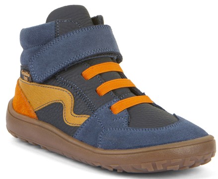 Halbhohe Barfußschuhe, Leder, TEX Membran+Textil Inlay *BlueDenim / Orange * FRODDO G3110265