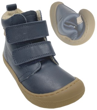 Woll gefütterte leichte Barfußschuhe / Winterstiefel in Navy Blau > NATURINO Barefoot < WIGGHI